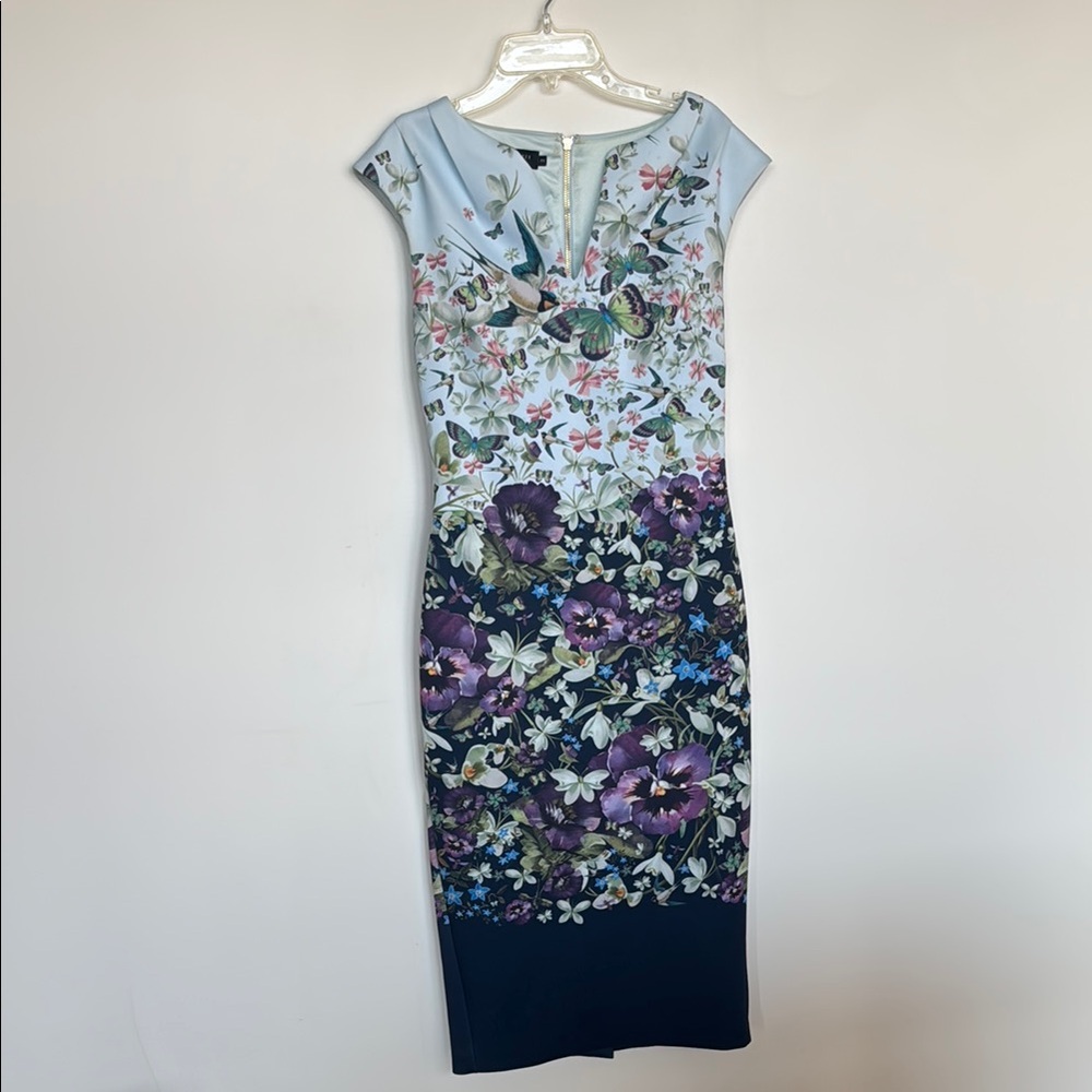 Ted Baker London Blue and Purple Midi Dress